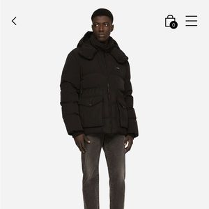 Men’s Dolce Gabbana puffer jacket quilted with hood black NWOT